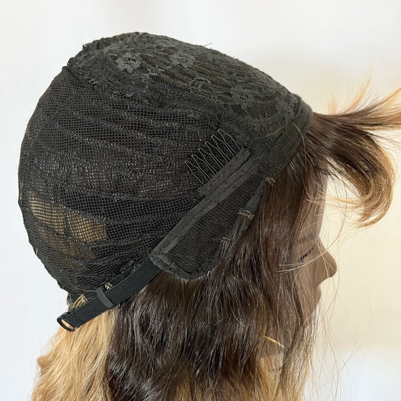 “Put On & Go” Ombre Golden Blonde Premium Fiber Wig with Bangs - Picture 5 of 11